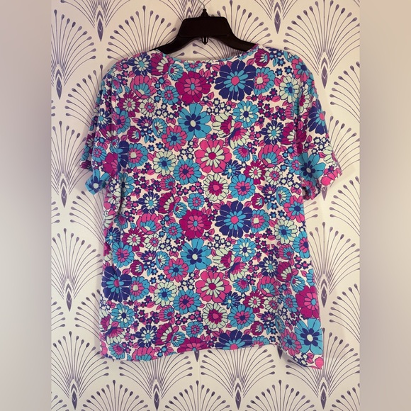 Talbots Pink and Purple Floral T-shirt women’s size XL - Picture 6 of 6